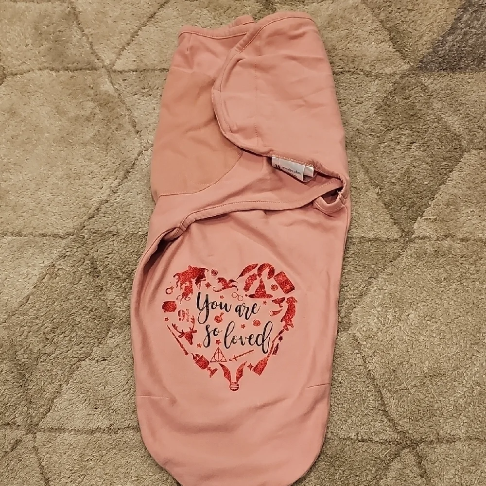 Nwot Pink Baby Swaddle with Heart Design